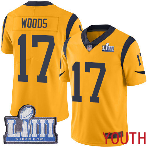 Los Angeles Rams Limited Gold Youth Robert Woods Jersey NFL Football 17 Super Bowl LIII Bound Rush Vapor Untouchable